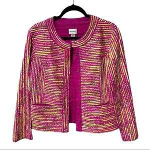 Chico's‎ Annabelle Pink Striped Blazer Sugarberry Dream Size 0 (4)